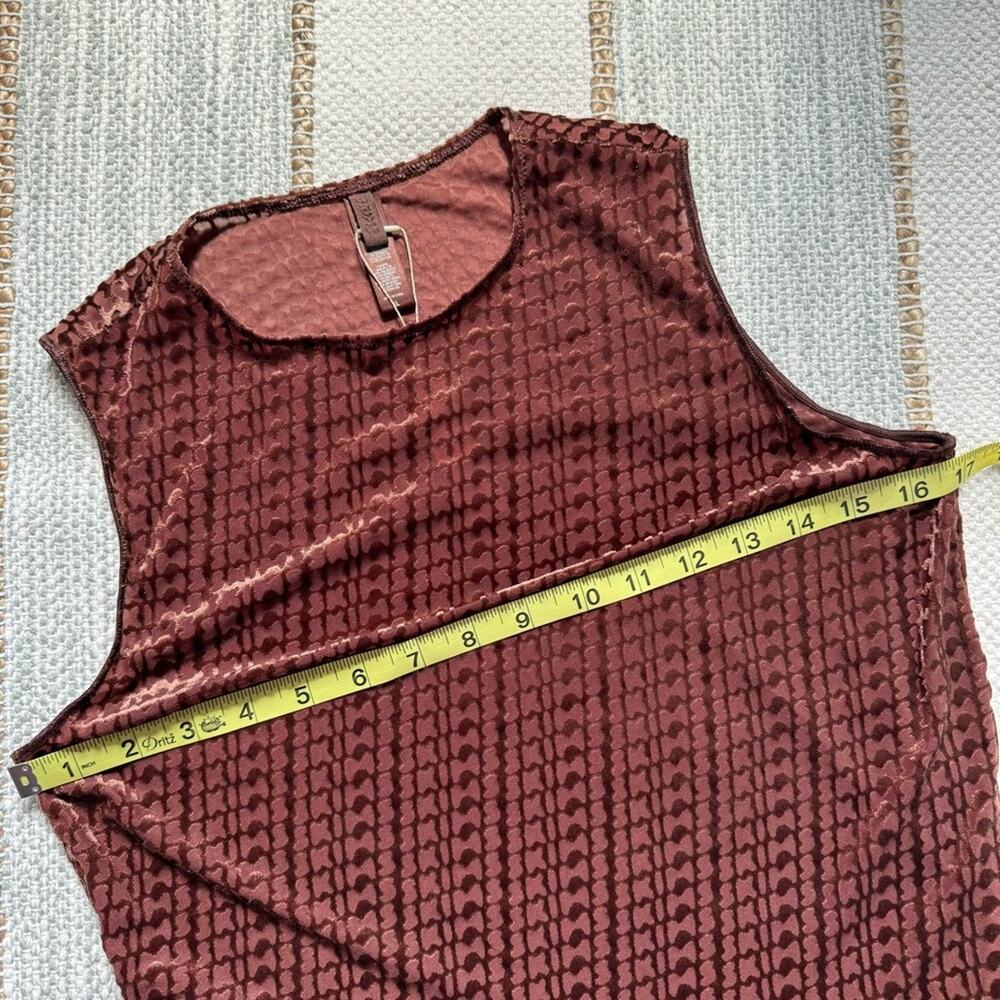 Skims Chestnut Brown Logo Allover Velvet Mesh Sleeveless Bodysuit Women’s XL - Picture 5 of 9